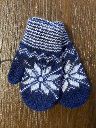 Ангорові дитячі рукавички для немовлят зірочка на синьому