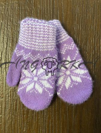 Ангорові дитячі рукавички для немовлят зірочка на фіолетовому