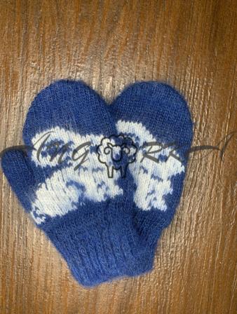 Ангорові дитячі рукавички для немовлят кролик на синьому