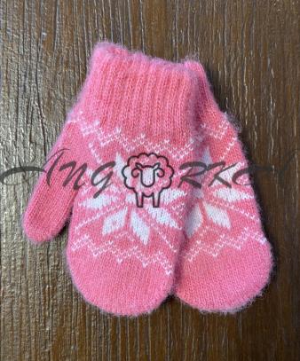 Ангорові дитячі рукавички для малюків зірочка на рожевому