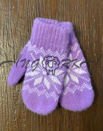 Ангорові дитячі рукавички для малюків зірочка на фіолетовому