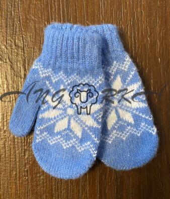 Ангорові дитячі рукавички для малюків зірочка на голубому