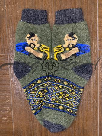 Ангорові чоловічі носки козаки нескорені на хакі