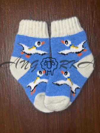 Ангорові дитячі носки р.2 бойові гуси на голубому