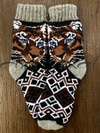 Ангорові дитячі носки р.3 тигрик на чорному