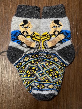 Ангорові дитячі носки р.3 козаки "Нескорені" на сірому