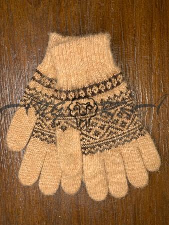 Чоловічі перчатки орнамент коричневий на бежевому